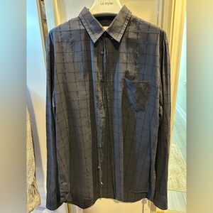Billy Reid Dark Gray Plaid Button Down Shirt